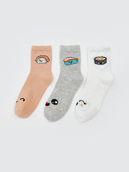 Desenli K?z ?ocuk Soket ?orap 3l?