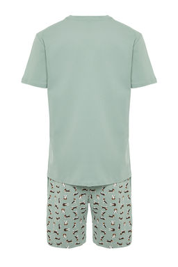 TRENDYOL MAN Indigo Regular Fit Kopek Desenli Orme Sortlu Pijama Tak?m? THMSS21PT0324 - Trendyolmilla фото 13
