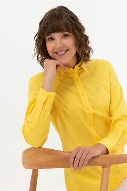 U. S. Polo Assn Женская желтая базовая рубашка с длинным рукавом