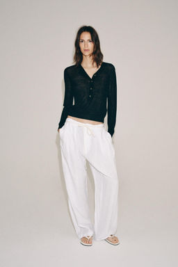 PANTAL?N CON LINO ZW COLLECTION / Blanco - Zara фото 3