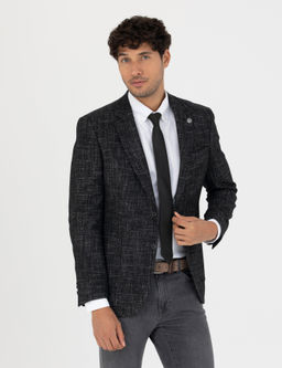 Siyah Ekstra Slim Fit Y_n Kar___ml_ Blazer Ceket