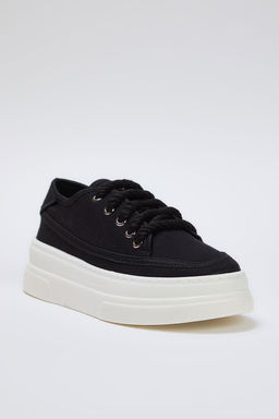 Trendyol Shoes Siyah Kanvas Bagc?kl? Yuksek Taban Kad?n Retro Spor Ayakkab? TAKSS25SN00010 - Trendyolmilla фото 11