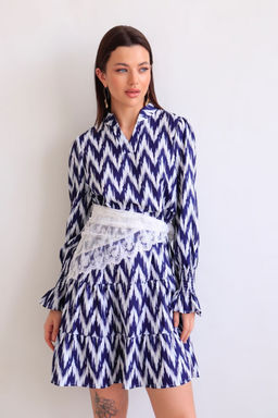 Martichelli Платье зиг-заг бело-синее  фото 5