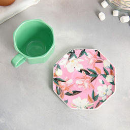 Чайная пара керамическая «Цветы»: кружка 200 мл, блюдце d=13 см