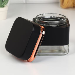 Банки для сыпучих продуктов «Классика», 500 мл, 9.5×11.8 см, 3 шт., стекло, чёрные