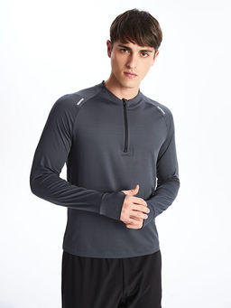 Dik Yaka Uzun Kollu Erkek Spor Ti??rt