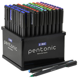 Цена за 5 шт.Ручка шариковая LINC PENTONIC SILVER 1 мм, ассорти, 9 цветов
