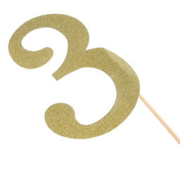 Цена за 7 шт. Топпер в торт 3, цвет золото