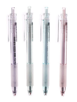 Цена за 10 шт. Ручка гелевая автоматическая 0.5 мм, стержень черный, резиновый держатель, прозрачный корпус