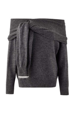 Antrasit Yumusak Dokulu Madonna Yaka Baglamal? Triko Kazak TWOAW26KZ00294 - Trendyolmilla фото 3