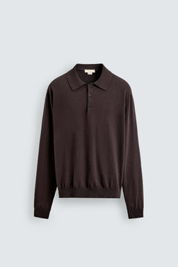 POLO PUNTO ALGOD?N - LINO LIMITED EDITION / Chocolate - Zara фото 6