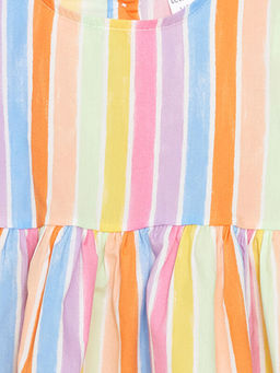 Bisiklet Yaka ?izgili K?z ?ocuk Elbise