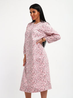 М37 Сорочка теплая футер (листья на розовом новый)