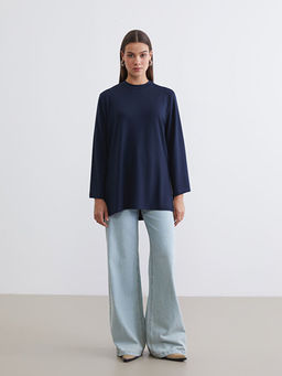 Bisiklet Yaka Oversize Kad?n Sweatshirt Tunik