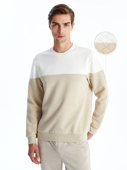 Bisiklet Yaka Uzun Kollu Renk Bloklu Erkek Sweatshirt