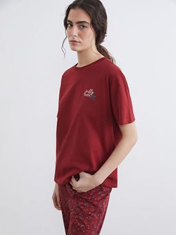 Bisiklet Yaka Y?lba?? Temal? Kad?n Pijama Tak?m?