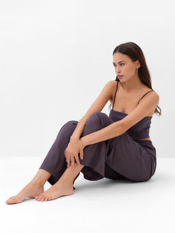 Костюм женский: рубашка, брюки, топ, KAFTAN Base, размер 48, графитовый