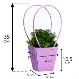Цена за 10 шт. Сумка для цветов тиснение сиреневая влагостойкая, 12x12-8x8-12.5 см