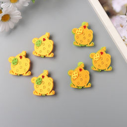 Декор для творчества дерево фетр Прищепка. Курочка с яйцом, набор 3 шт., 1.8?3.8?4.8 см, МИКС