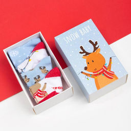 Носки детские новогодние Крошка Я «Оленёнок», набор 4 пары, 6-8 см