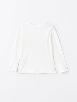 Bisiklet Yaka Bask?l? Uzun Kollu K?z ?ocuk Ti??rt - Waikiki фото 3