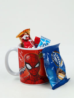 Детский сладкий новогодний подарок Человек-паук, конфеты 150 г, кружка керамическая