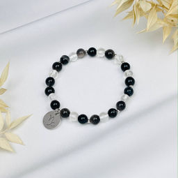 Браслет для Козерога из Агата,Горного Хрусталя и Обсидиана - Радуга самоцветов фото 2