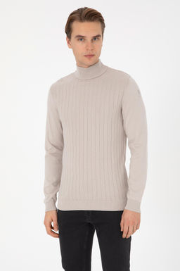 Erkek Slim Fit Yar_m Bal_k__ Yaka Ta_ Kazak