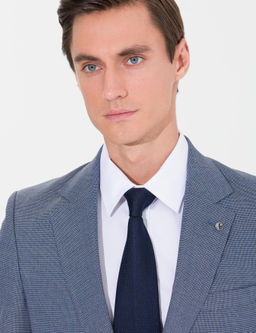 Lacivert Slim Fit Tak_m Elbise - Cacharel фото 2