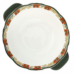 "Садовая фантазия" Салатник фарфоровый 1л, д18,5см, h7,5см, 2 ручки (длина 22,3см), отводка, волнистый край, в коробке (Китай)