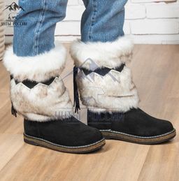 сапоги унты Песец, натуральная замша, натуральная овчина, войлочная подошва