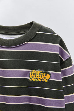 STRIPED EMBROIDERED T-SHIRT - Zara фото 5