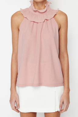 Trendyolmilla Ekru Yaka Detayl? Smart Krep Orme Bluz TWOSS23BZ00932 фото 21