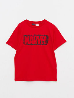 Bisiklet Yaka Marvel Bask?l? K?sa Kollu Erkek ?ocuk Ti??rt