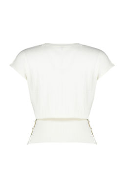 Trendyolmilla Ekru Pamuklu T-Shirt Gorunumlu Triko Bluz TWOSS24BZ00266  фото 8