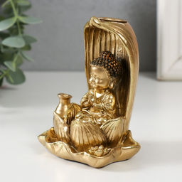 Подставка для благовоний, конусов «Маленький Будда», полистоун, золото, 6.1×7.5×10 см