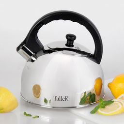 Чайник из нержавеющей стали 2,5л "Робсон" s0,6мм, дно д17см, s4,1мм, со свистком, полировка внешняя - зеркальная, внутренняя - зеркальная, бакелитовые ручки, мерная шкала, "TalleR" (Китай) Подходит для всех видов плит, включая индукционную!