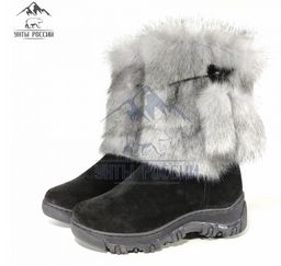 Детские унты, голубая норка, литая подошва