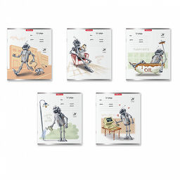 Цена за 10 шт. Тетрадь школьная ученическая ErichKrause Robolife, 24 листа, линейка (в плёнке по 10 шт.)_MIX-PACK  фото 2