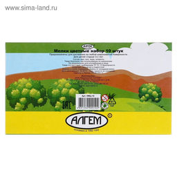 Цена за 6 шт. Мелки цветные «АЛГЕМ», в наборе 10 штук, квадратные