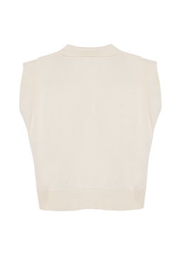 Ekru Regular Polo Yaka Yelek TWOAW25YE00011 - Trendyolmilla фото 7