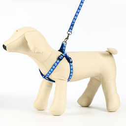 Комплект прошитый Лапки, ширина 1 см, поводок 120 х 1 см, ОГ 23-35 см, синий - Пижон фото 3