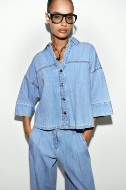 Z1975 CROPPED DENIM SHIRT - Zara фото 9