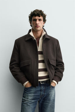 WOOL BLEND JACKET WITH CONTRAST COLLAR - Zara фото 2