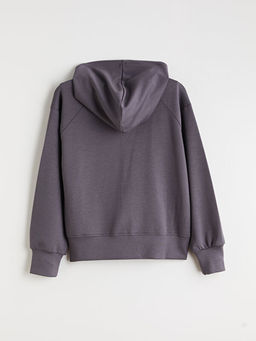 Kap??onlu K?z ?ocuk Fermuarl? Sweatshirt