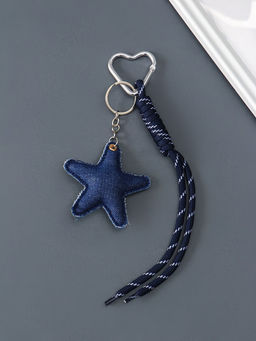 Брелок для ключей на кольце на карабине «Звезда», текстиль, джинс, с узлом, на сумку, рюкзак, 21×7.7×2 см