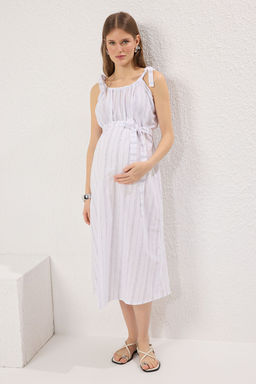 Sar? Hamile/Emzirmeye Uygun Ask?l? Belden Baglamal? Midi Elbise TBBSS25AH00182 - Trendyolmilla фото 5