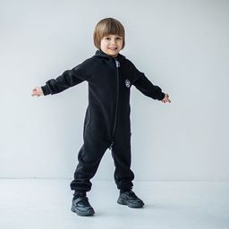 Комбинезон с капюшоном и карманами Уголь утепленный - Bungly фото 15