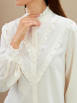 Блузка с рюшами OD-884-5 сливочный