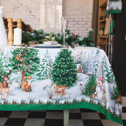 Скатерть новогодняя Этель Новогодний лес 148х110 см, 100% хл, саржа 190 гр/м2 с ГМВО